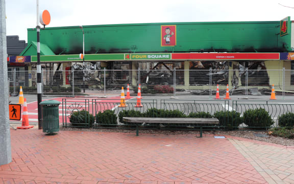 The Four Square on the main street on Waipawa, which is also the main highway between Wellington and Napier-Hastings.
