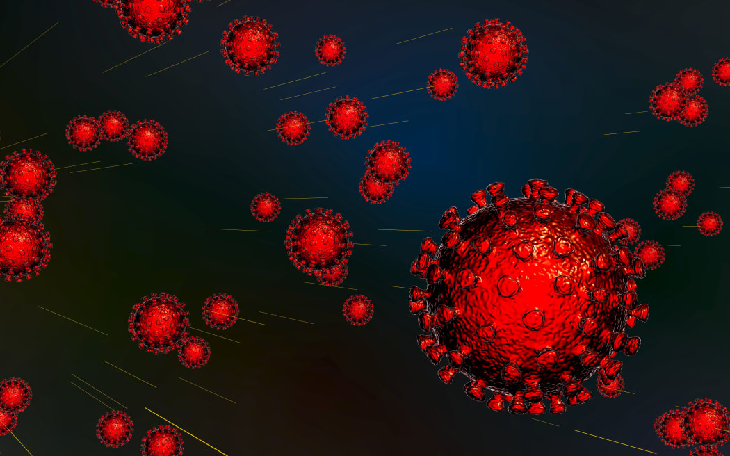Covid-19 coronavirus particles, illustration. SARS-CoV-2 coronavirus (previously 2019-nCoV) was first identified in Wuhan, China, in December 2019. It is an enveloped RNA (ribonucleic acid) virus. SARS-CoV-2 causes the respiratory infection Covid-19, which can lead to fatal pneumonia.
