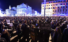 A vigil at the Old Harbor in Marseille.
