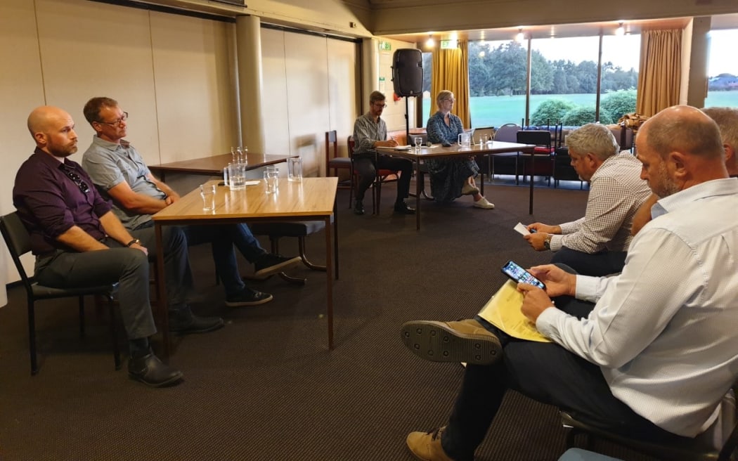 A public meeting at Belfast Rugby Club over Renew Energy's consent application to store 4000 bales of rubbish.