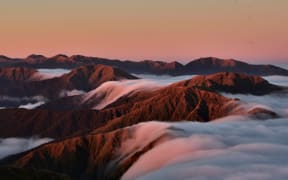 Tararua Peaks by sunset. Shot from Bridge Peak