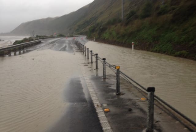 Flooding on the Kapiti Coast highway.