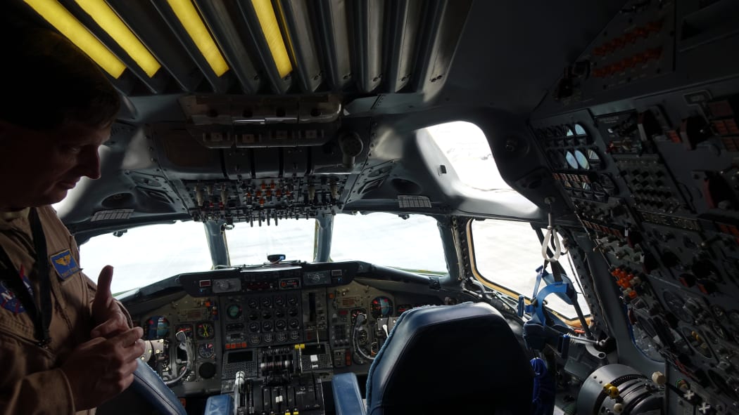 The cockpit of the plane housing NASA's flying laboratory.