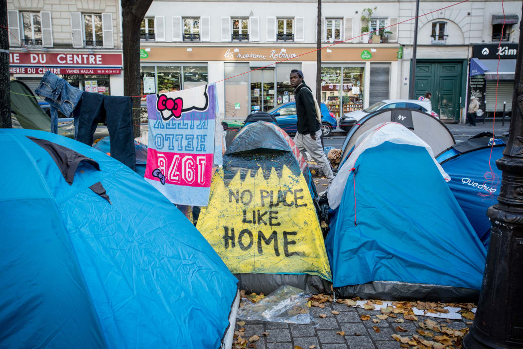 Migrants and refugees are living on the streets of northeast Paris, some of them from the dismantled Calais camp.