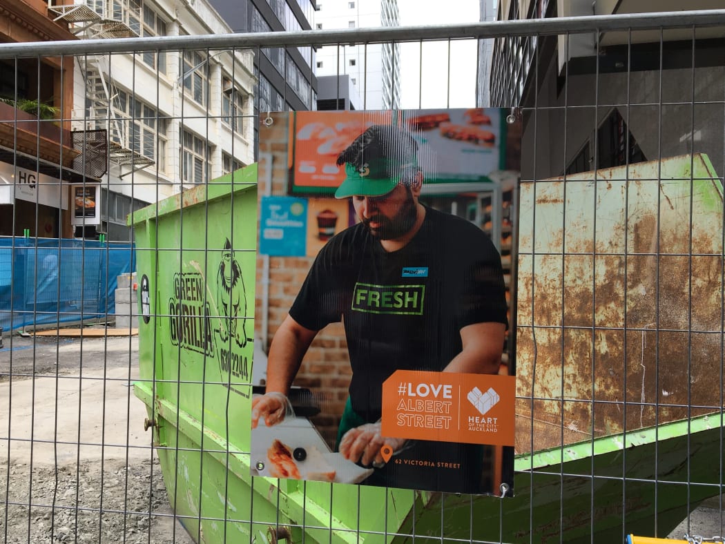 There may be signage telling the public to love Albert Street in Auckland but there's more construction than shoppers.