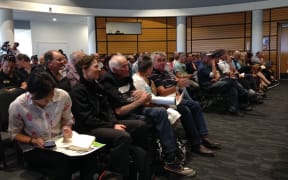 Farmers at the mycoplasma bovis meeting in Napier.