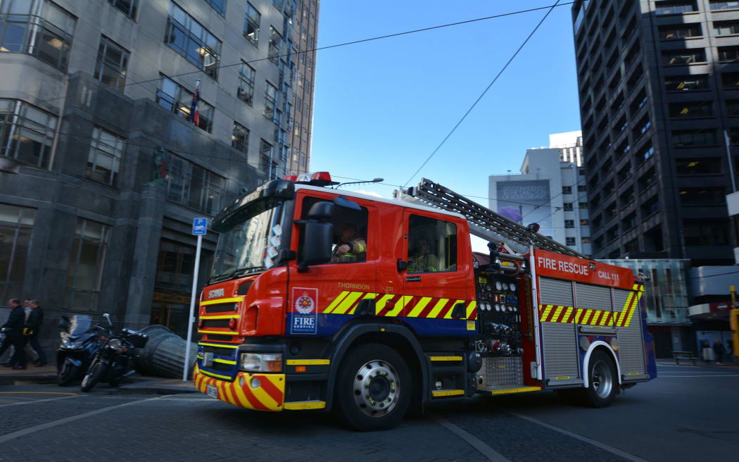 A fire engine on Wellington's Lambton Quay.