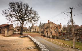 The remains of houses destroyed by fires during the Nazi massacre of the village of Oradour-sur-Glane at the end of WWII.