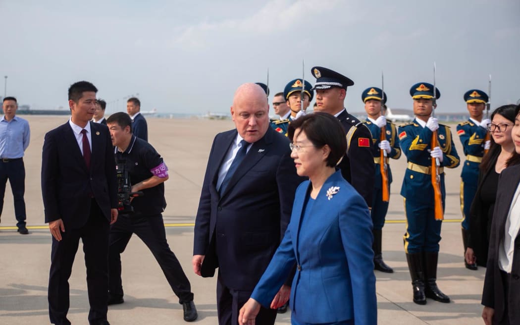 PM Christopher Luxon arrives in Beijing - PM was greeted on tarmac by Chinese Minister of Customs Sun Meijun