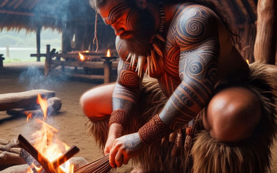 An AI-generated image used by pupils at Maungatapu School in Tauranga to illustrate a story about Maui and how he stole the sun.