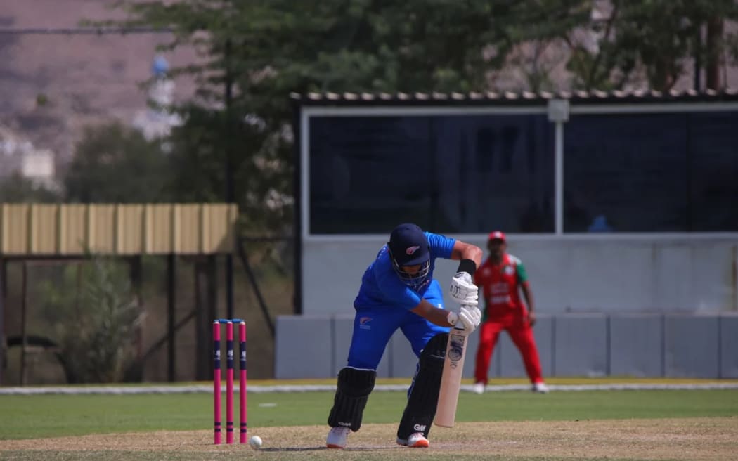 Ross Taylor in action for Samoa against against Oman in the Men's T20 World Cup Asia & EAP Qualifier.