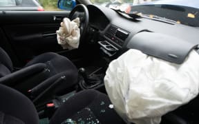 A car with airbag inflated.