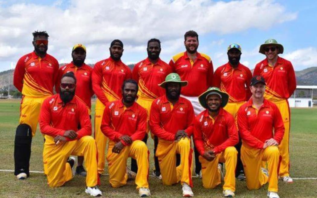 Members of the Icomply Vanuatu cricket academy in Brisbane, made up of seasonal workers who also play the game. Photo: Icomply