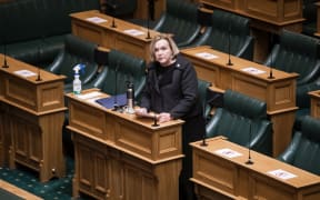 Judith Collins at The first Question time and sitting of the House  in alert level 4 lockdown in the House of Representatives debating chamber.