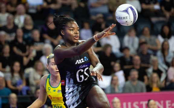 Silver Ferns goal shoot Grace Nweke during the Constellation Cup netball test - New Zealand Silver Ferns v Australia at Spark Arena - Auckland - New Zealand   23  October  2023       Photo: Brett Phibbs / www.photosport.nz