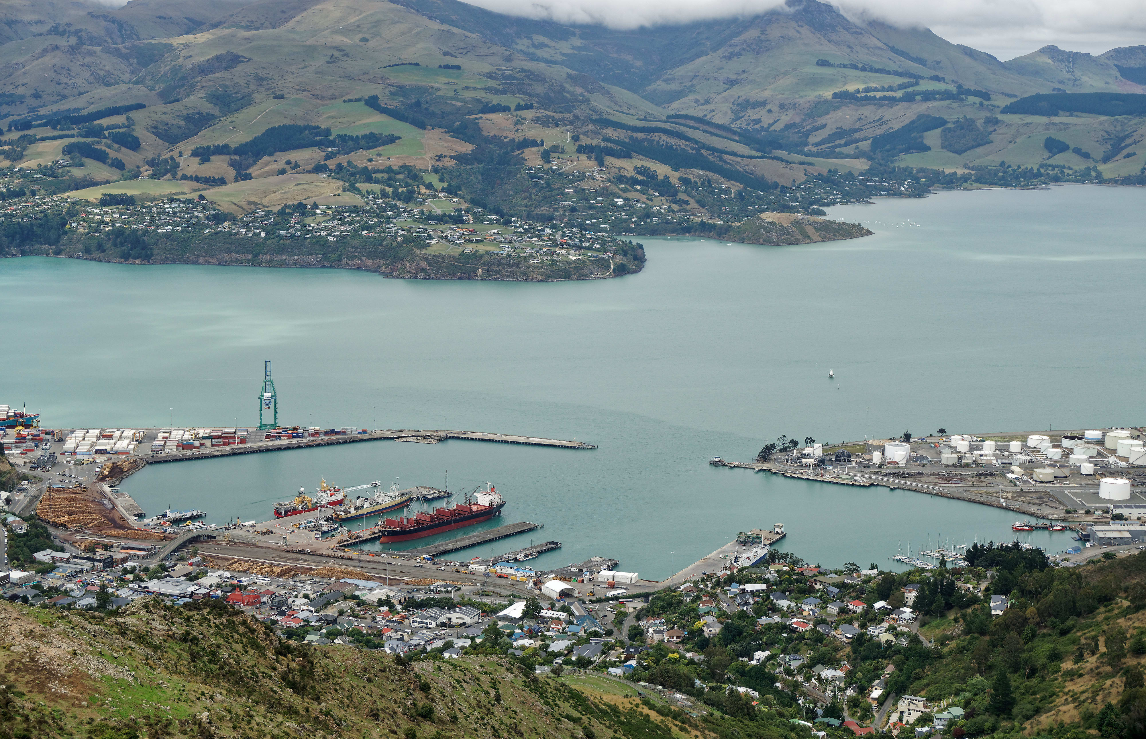 Lyttelton Harbour as seen from the Port Hills.