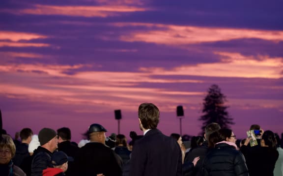The sun rises following the dawn service in Auckland