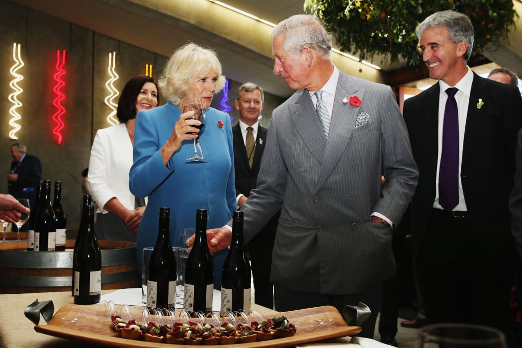 Prince Charles and the Duchess of Cornwall at the Mahana Winery.