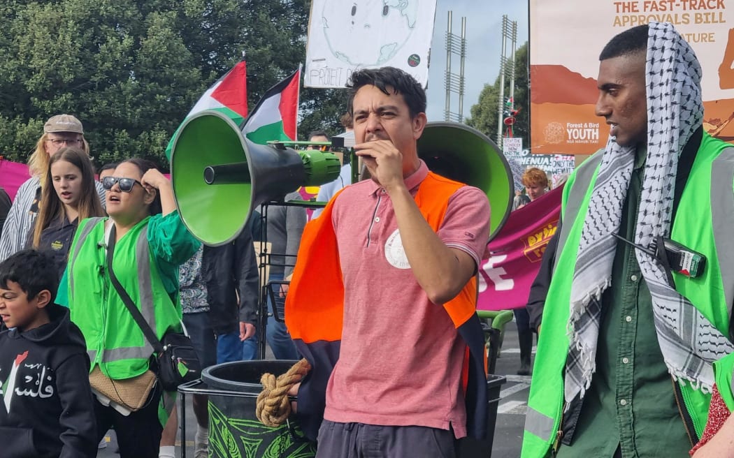 People at the Climate Strike on 5 April, 2024 in Auckland.
