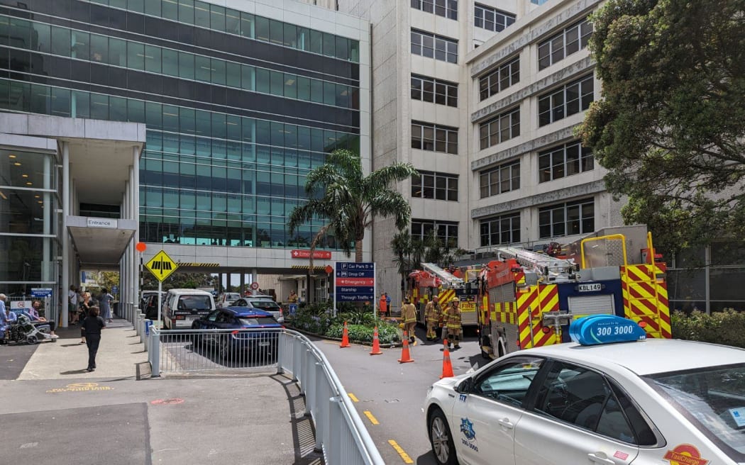 Fire trucks outside Auckland Hospital on 27 December, 2023.