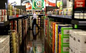 The inside of a liquor store.