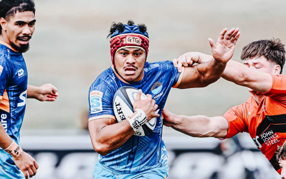 Moana Pasifika battling the Crusaders in Taupō on Saturday in the Super Rugby Under-20 Tournament.