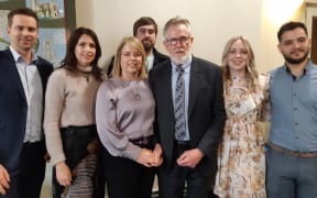 Sir John Walker with his wife Lady Helen, sons Richard and Tim, daughters Elizabeth and Caitlin, and son in law Gabriel.
