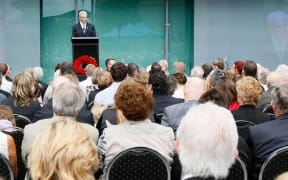 Rob Fyfe, then Air New Zealand Chief Executive, speaks in 2009 at a memorial service held to remember those who lost their lives in the Erebus crash.