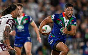 Roger Tuivasa-Sheck of the Warriors v Manly Warringah Sea Eagles.