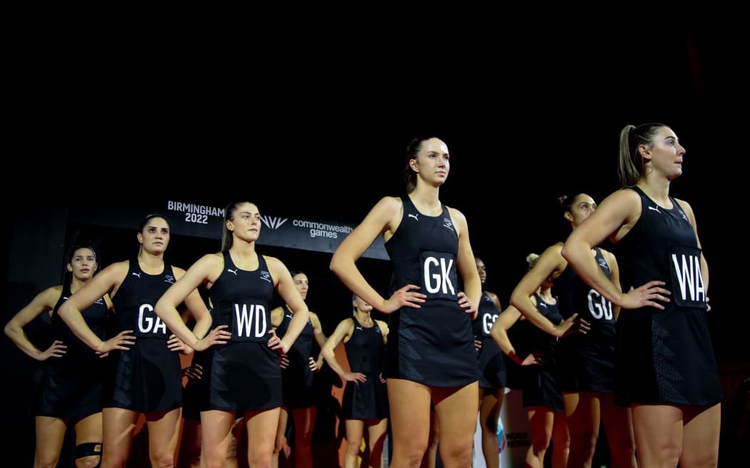 Silver Ferns take the court for their Birmingham Commonwealth Games bronze medal match against England.