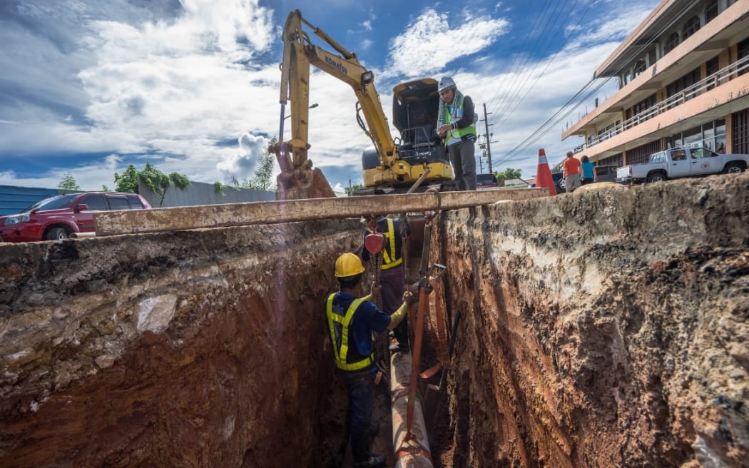 Construction of the Koror-Arai sanitation project, Palau.