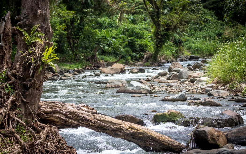 A peaceful river in Papua New Guinea, popular for gold mining, on the island of Bougainville, Papue New Guinea