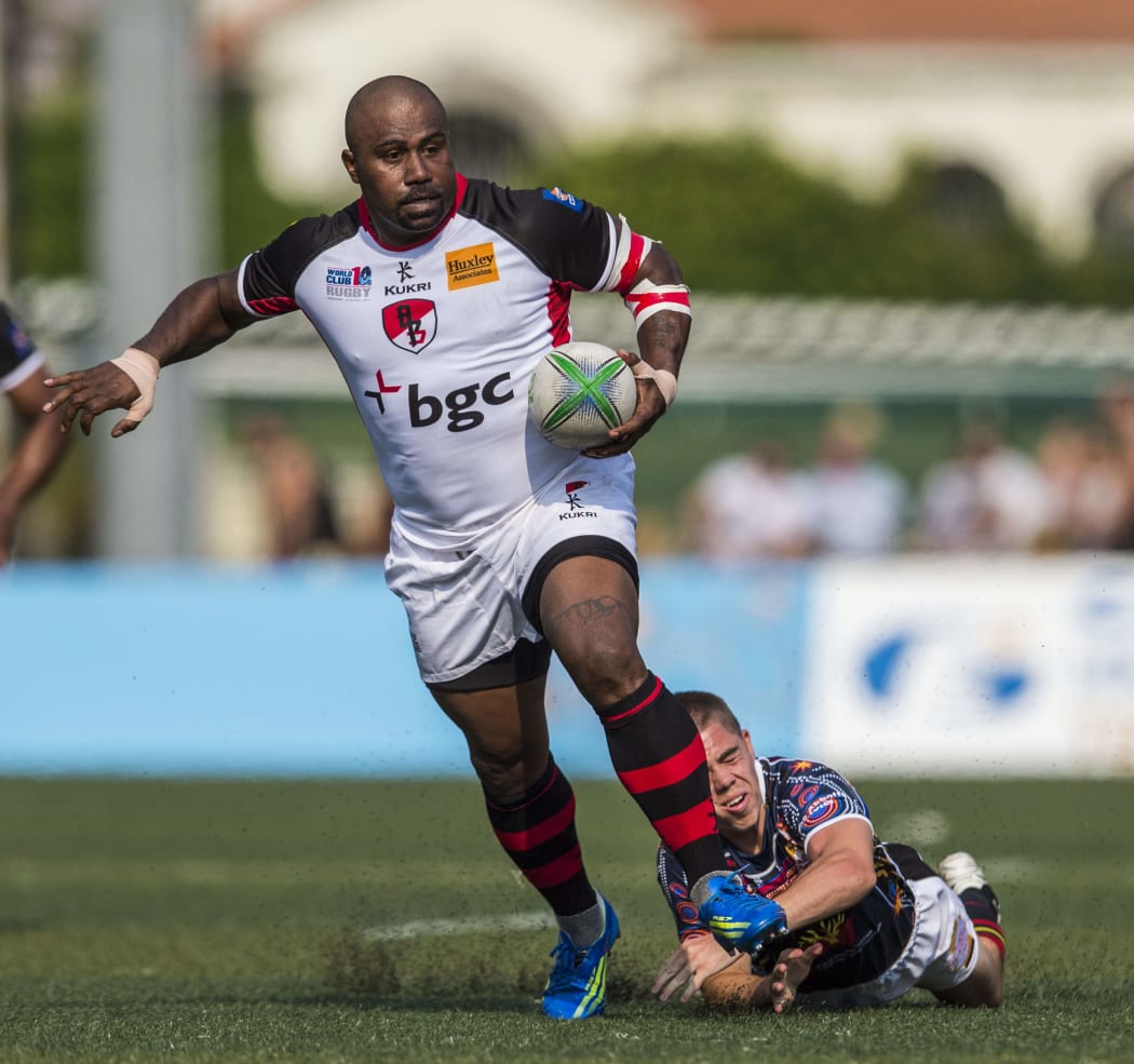 Rupeni Caucaunibuca playing for the Asia Pacific Dragons at the 2014 Hong Kong 10s.