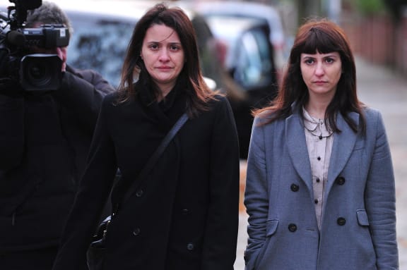 Elisabetta (left) and Francesca Grillo arrive at court.