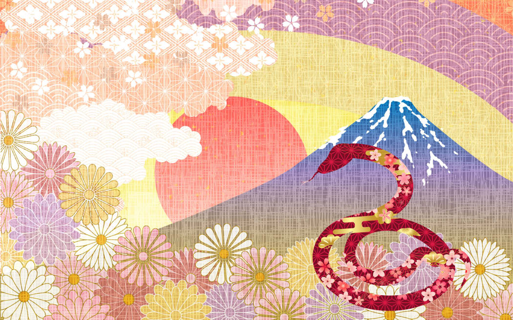 Snake New Year's card Oriental zodiac Background
