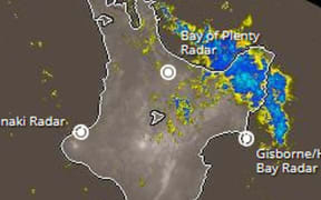 MetService's rain radar for this morning shows the heavy falls over the Eastern Bay of Plenty.