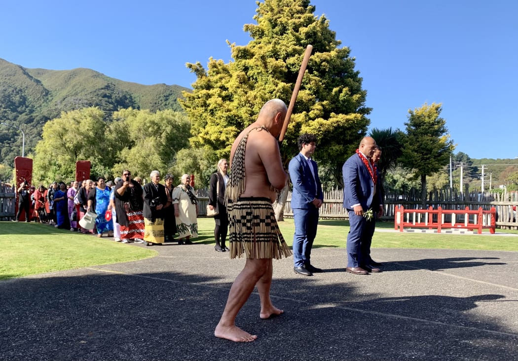 Judge Michael Mika leading the manuhiri on to Waiwhetū Marae.