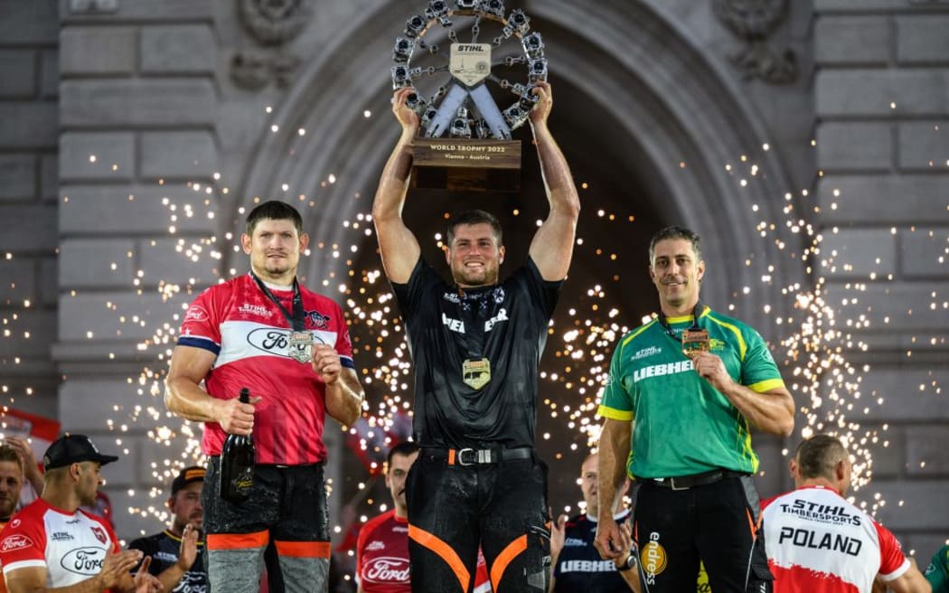 New Zealand’s Jack Jordan sawed his way to STIHL TIMBERSPORTS® World Trophy glory in his first ever international Trophy event, defeating American’s Jason Lentz in the Final, with Australian axe-legend Brad De Losa finishing third.