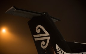 A regional Air New Zealand plane grounded at Auckland Airport due to fog. 6 July 2016.