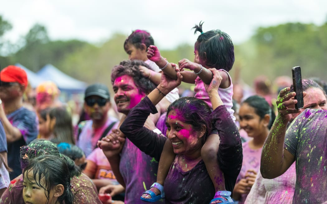 Thousands attended Krisha Holi in Kumeu, Auckland.