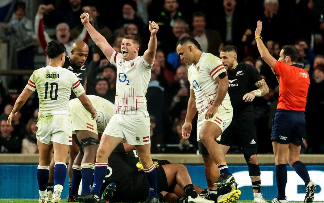 2022 Autumn Nations Series, Twickenham, London 19/11/2022 
England vs New Zealand
England's Owen Farrell celebrates as Will Stuart scores a late try
Mandatory Credit ©INPHO/James Crombie
