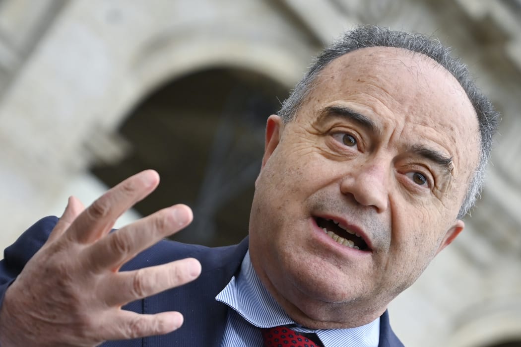 Italian anti-mafia prosecutor Nicola Gratteri speaks during a television interview on January 11, 2021 in Rome.