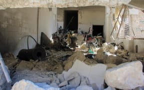 A picture taken on 4 April, 2017 shows destruction at a hospital in Khan Sheikhun, a rebel-held town in the northwestern Syrian Idlib province, following a suspected toxic gas attack