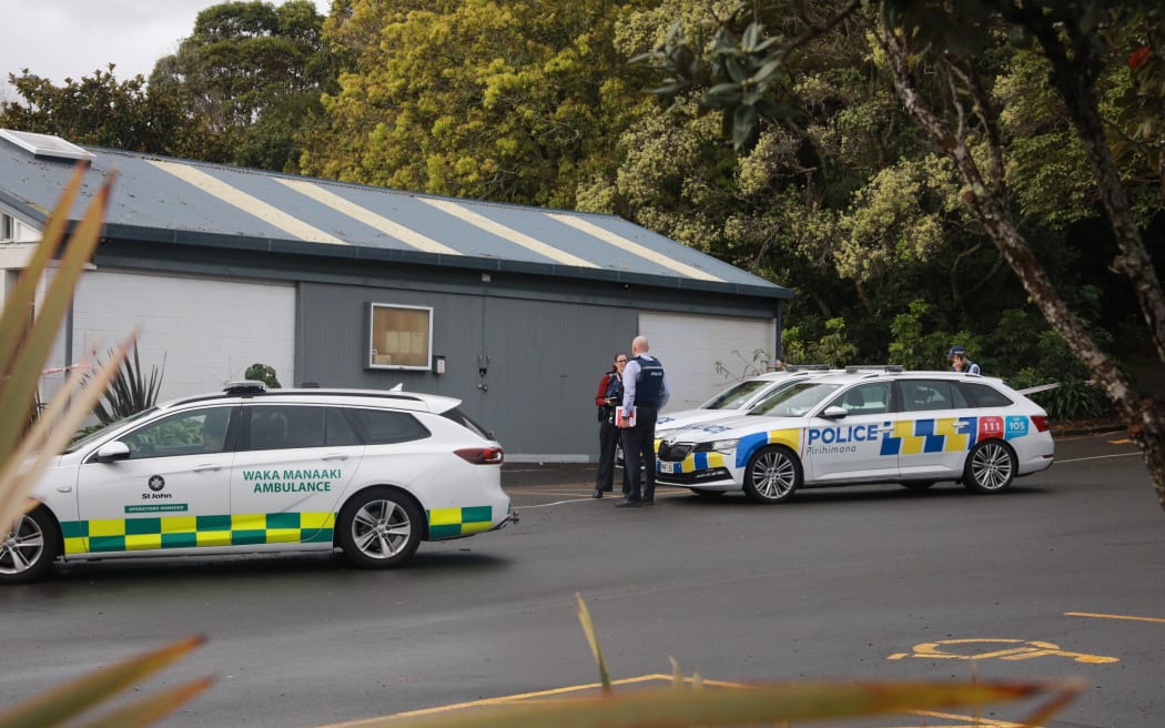 Emergency services attend an incident in the Auckland suburb of Blockhouse Bay on 24 August 2024.