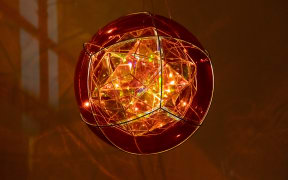 Olafur Eliasson, Firefly biosphere (falling magma star), 2023; Installation view: Olafur Eliasson: Your curious journey, Auckland Art Gallery Toi o Tāmaki, Auckland, 2024.