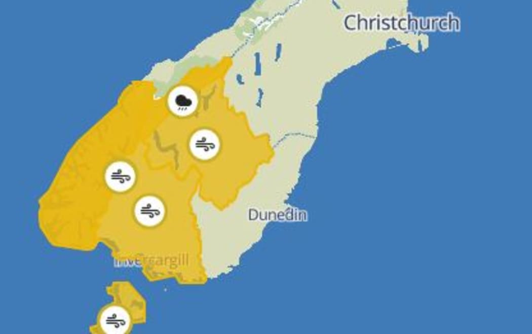 MetService weather warnings in place on 26 August 2025.