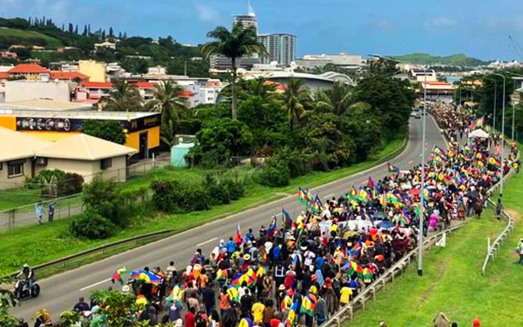 CAT-organised Pro-independence protest march en route to central Nouméa on Thursday 28 March 2024