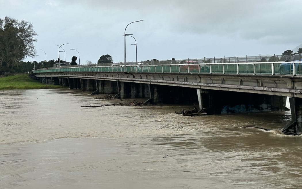 The Whakatāne River on 3 May following heavy rain.