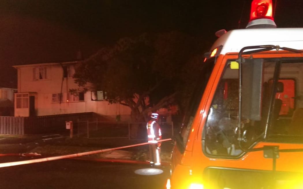 Fire crews at the scene of last night's blaze.