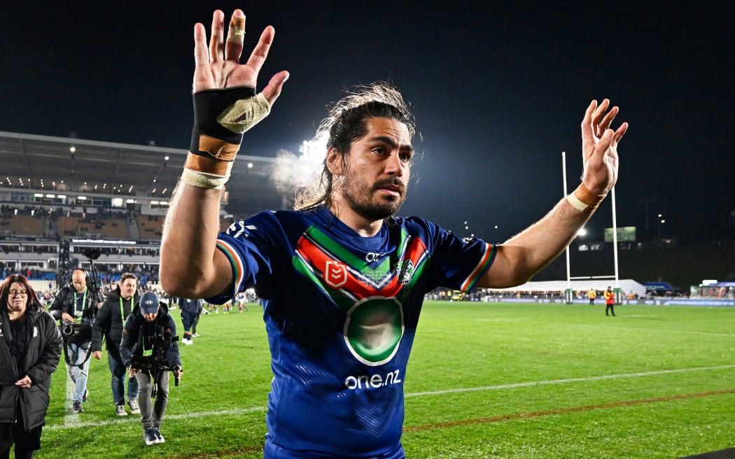 Tohu Harris of the Warriors after his 100th game.